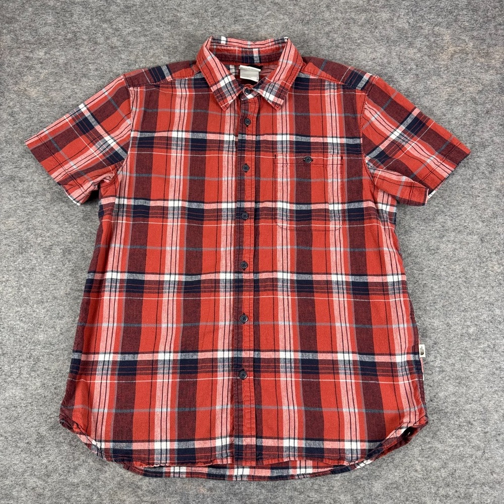 The North Face Loghill Button Up Shirt Plaid Cotton Hemp Mens Medium M